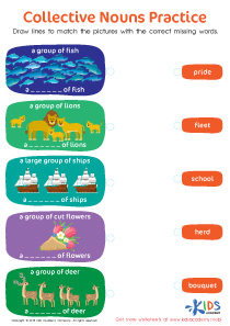 Collective Nouns Practice Worksheet: Free Printable PDF for Kids